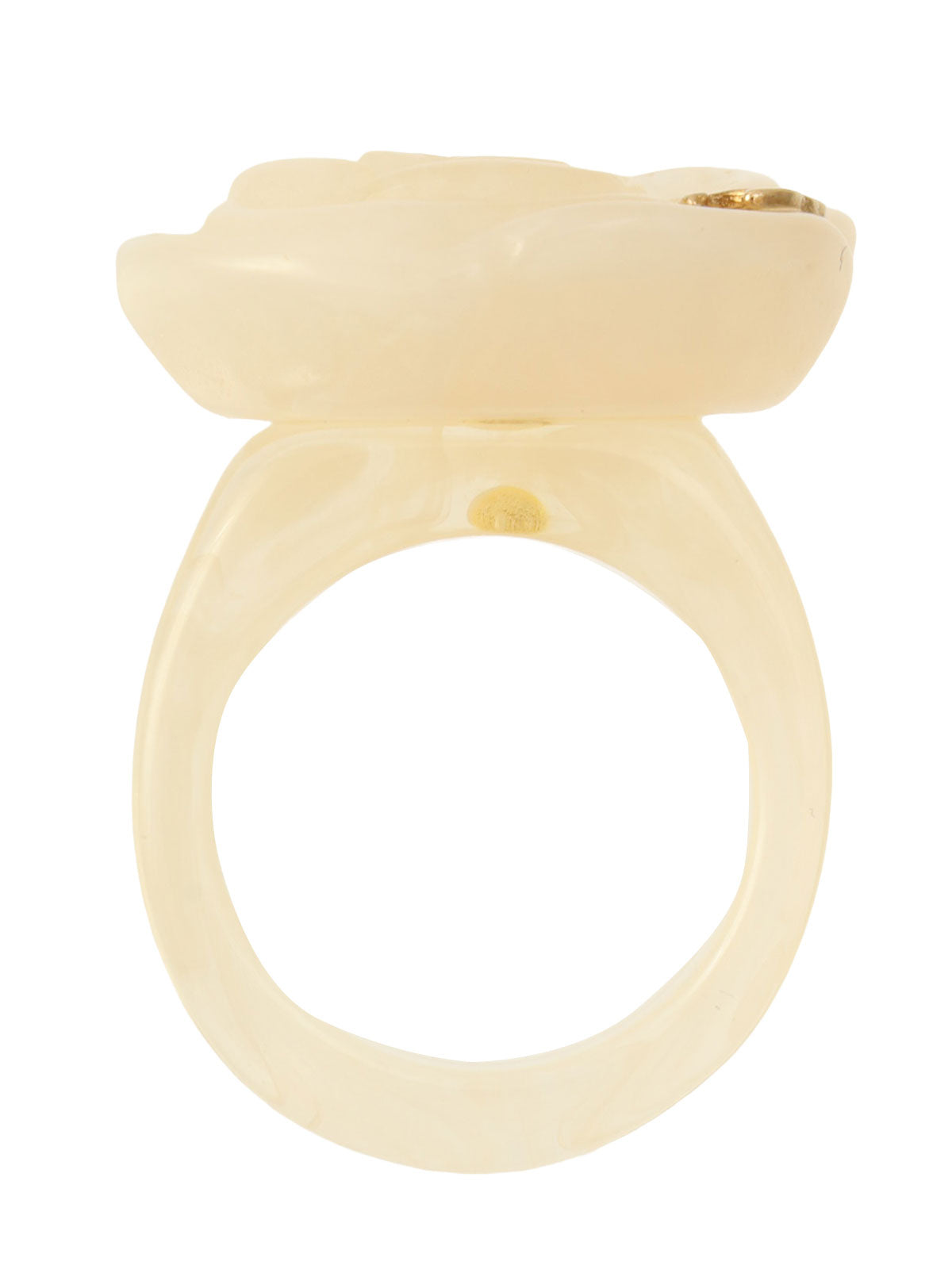 2002 Camellia Motif CC Mark Ring #53 Ivory