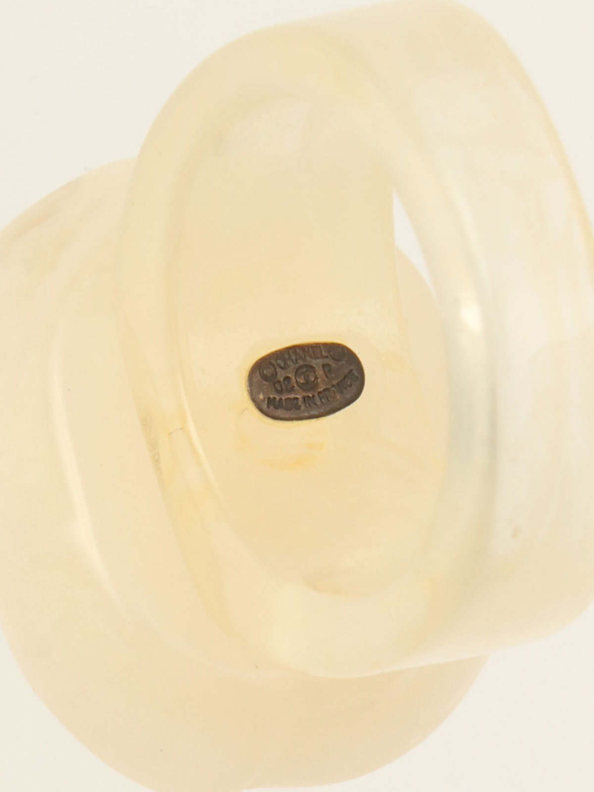 2002 Camellia Motif CC Mark Ring #53 Ivory