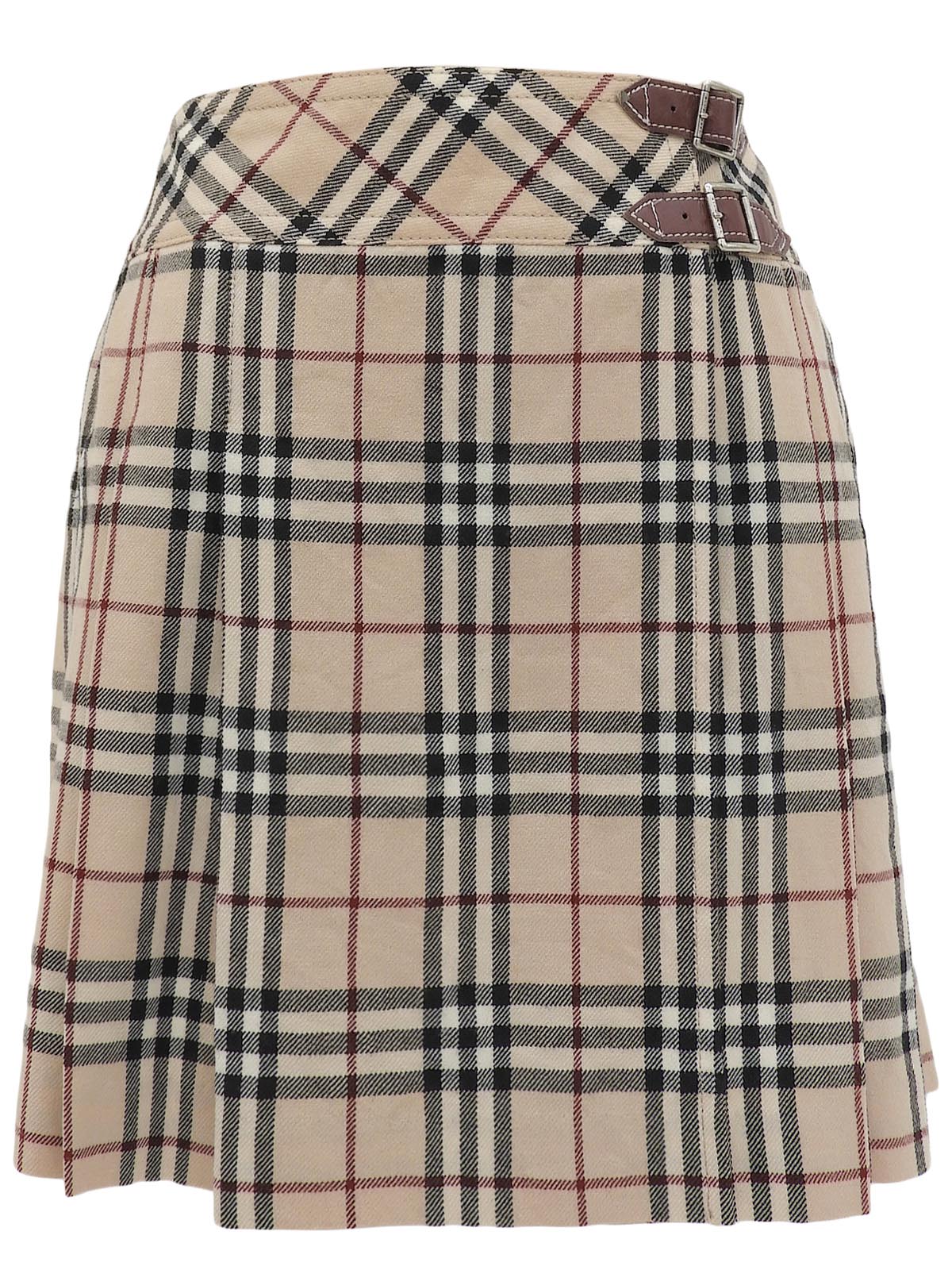 Nova Check Pleated Miniskirt #36 Beige