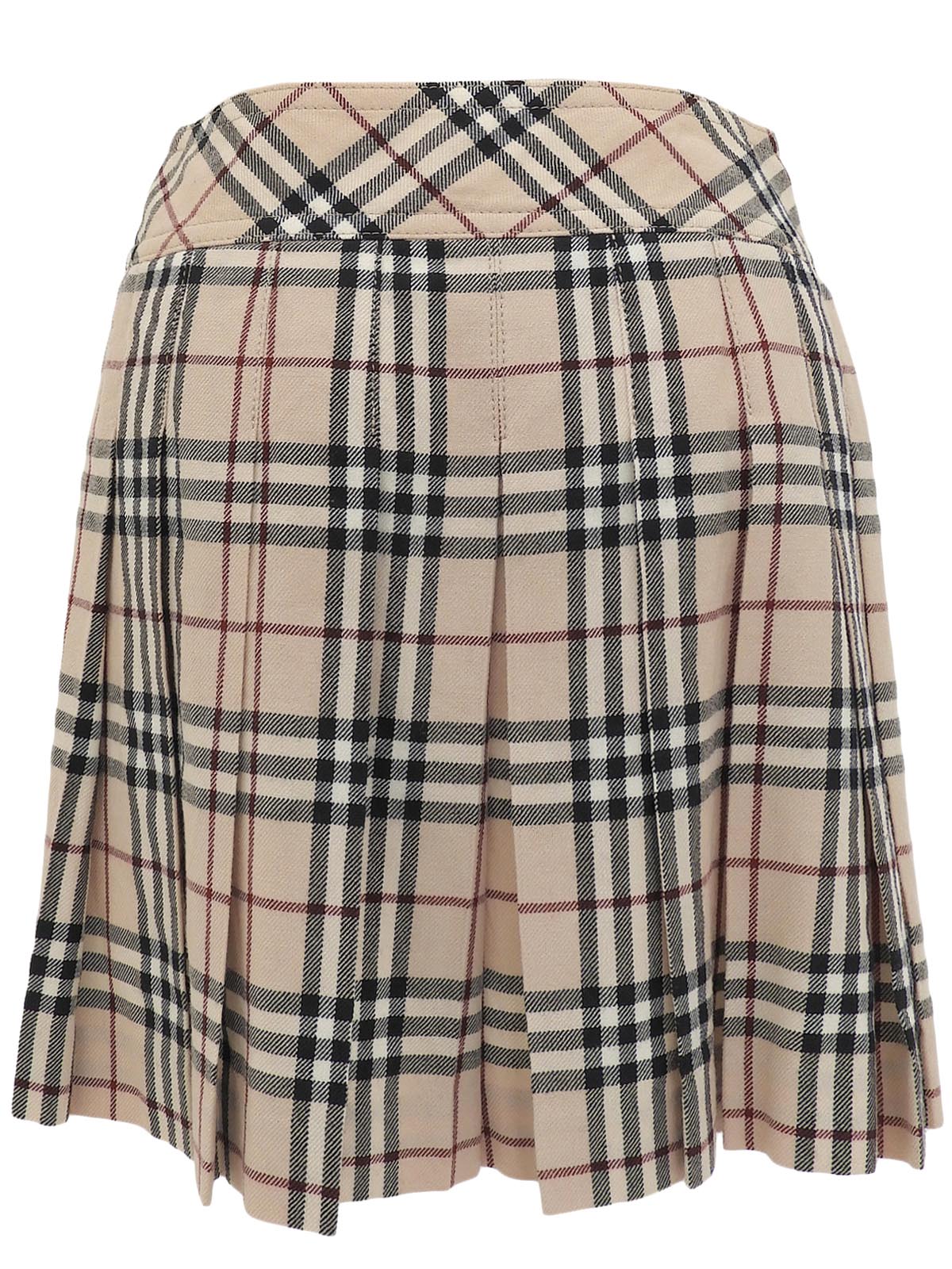 Nova Check Pleated Miniskirt #36 Beige