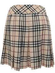 Nova Check Pleated Miniskirt #36 Beige