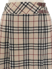 Nova Check Pleated Miniskirt #36 Beige