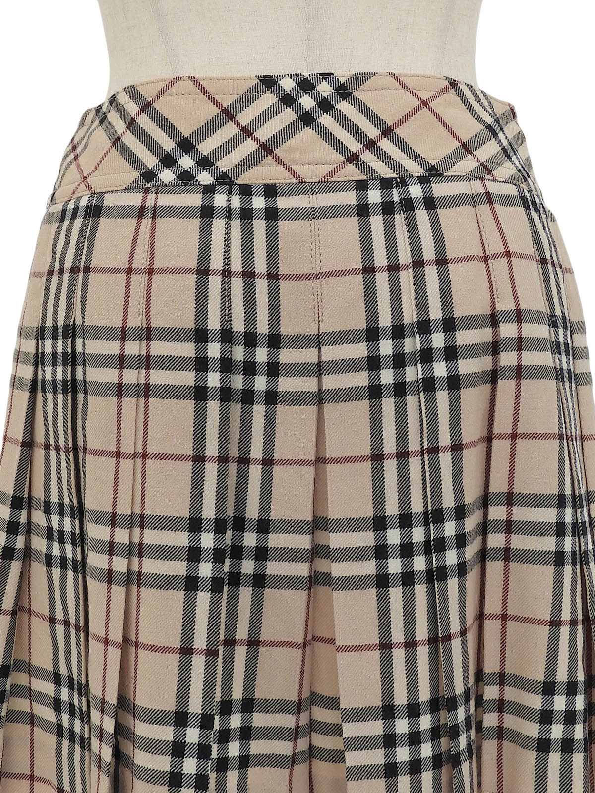 Nova Check Pleated Miniskirt #36 Beige