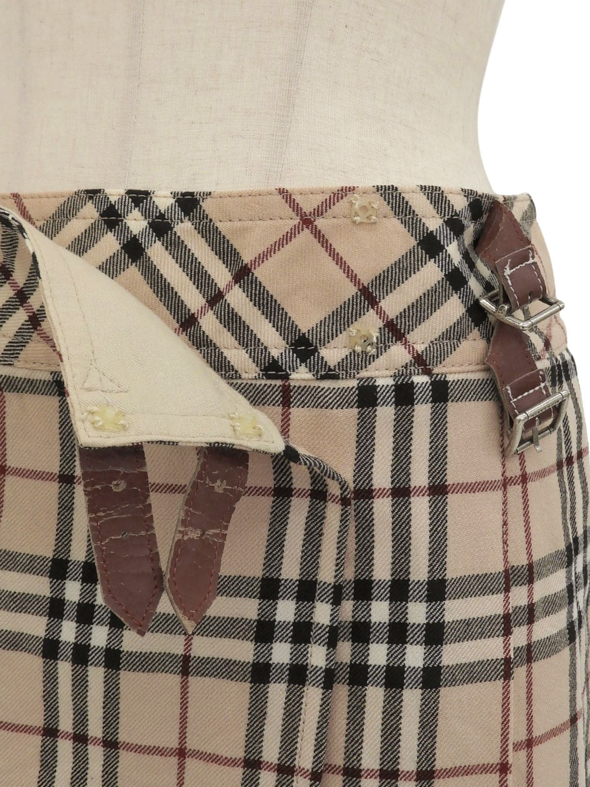 Nova Check Pleated Miniskirt #36 Beige
