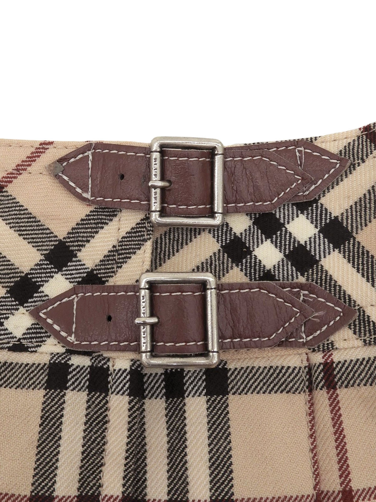 Nova Check Pleated Miniskirt #36 Beige