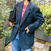 Logo Emblem Embroidered Jacket #L Navy
