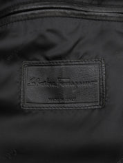 Real Leather Gancini Button Quilted Coat #50 Black