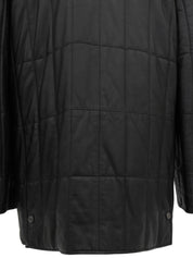 Real Leather Gancini Button Quilted Coat #50 Black