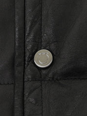 Real Leather Gancini Button Quilted Coat #50 Black