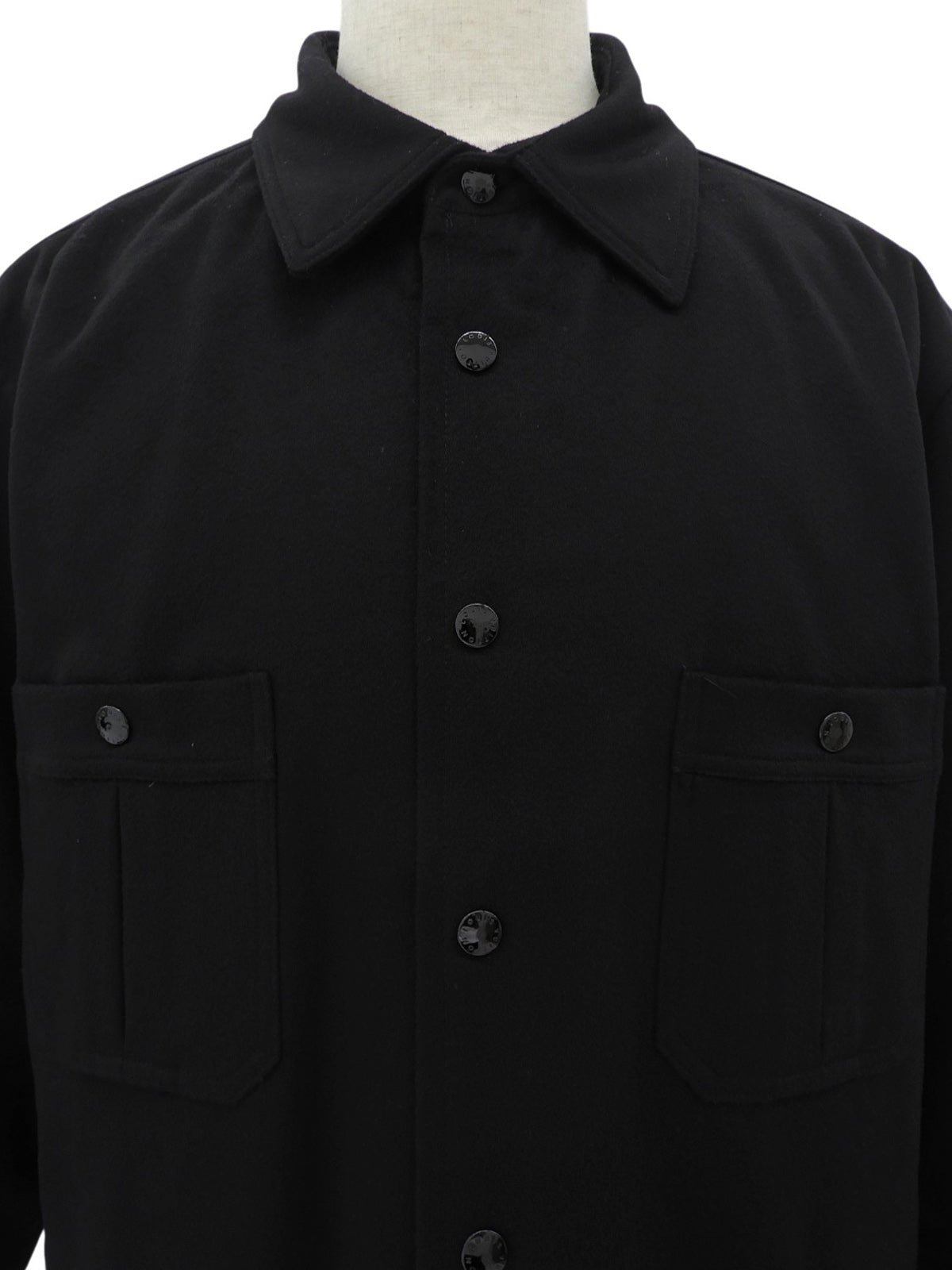 ウールロゴボタンジャケット #XL ブラック