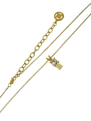 Rhinestone Logo Plate Necklace Gold