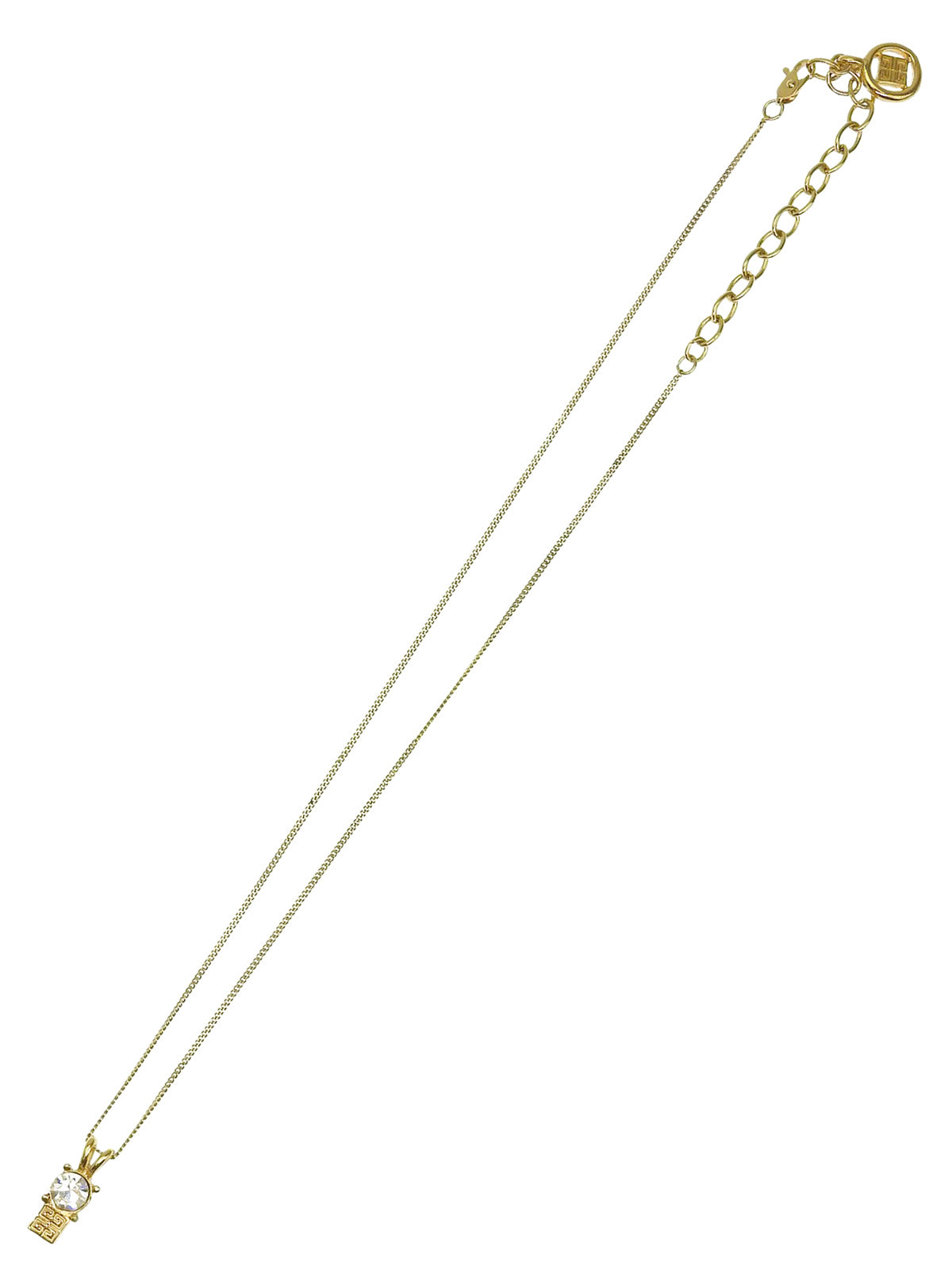 Rhinestone Logo Plate Necklace Gold