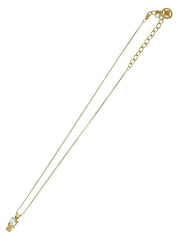 Rhinestone Logo Plate Necklace Gold
