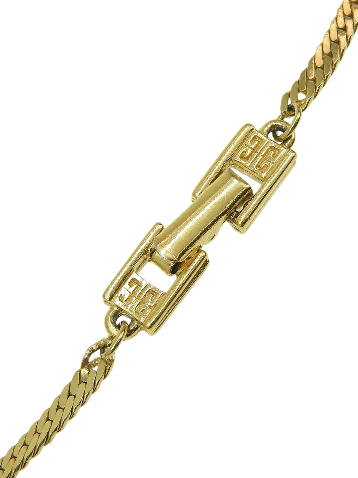 Rhinestone Ribbon Motif Necklace Gold
