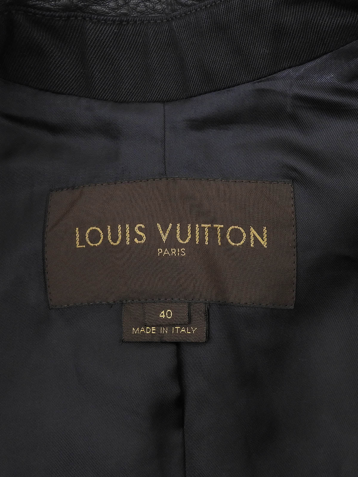 コットンレザーコンビロゴベルトロングコート #40 ブラック