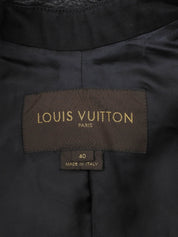 コットンレザーコンビロゴベルトロングコート #40 ブラック