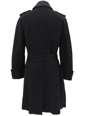 コットンレザーコンビロゴベルトロングコート #40 ブラック