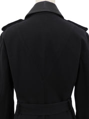 コットンレザーコンビロゴベルトロングコート #40 ブラック