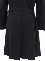 コットンレザーコンビロゴベルトロングコート #40 ブラック