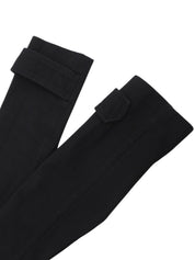 コットンレザーコンビロゴベルトロングコート #40 ブラック