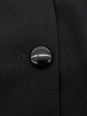 コットンレザーコンビロゴベルトロングコート #40 ブラック