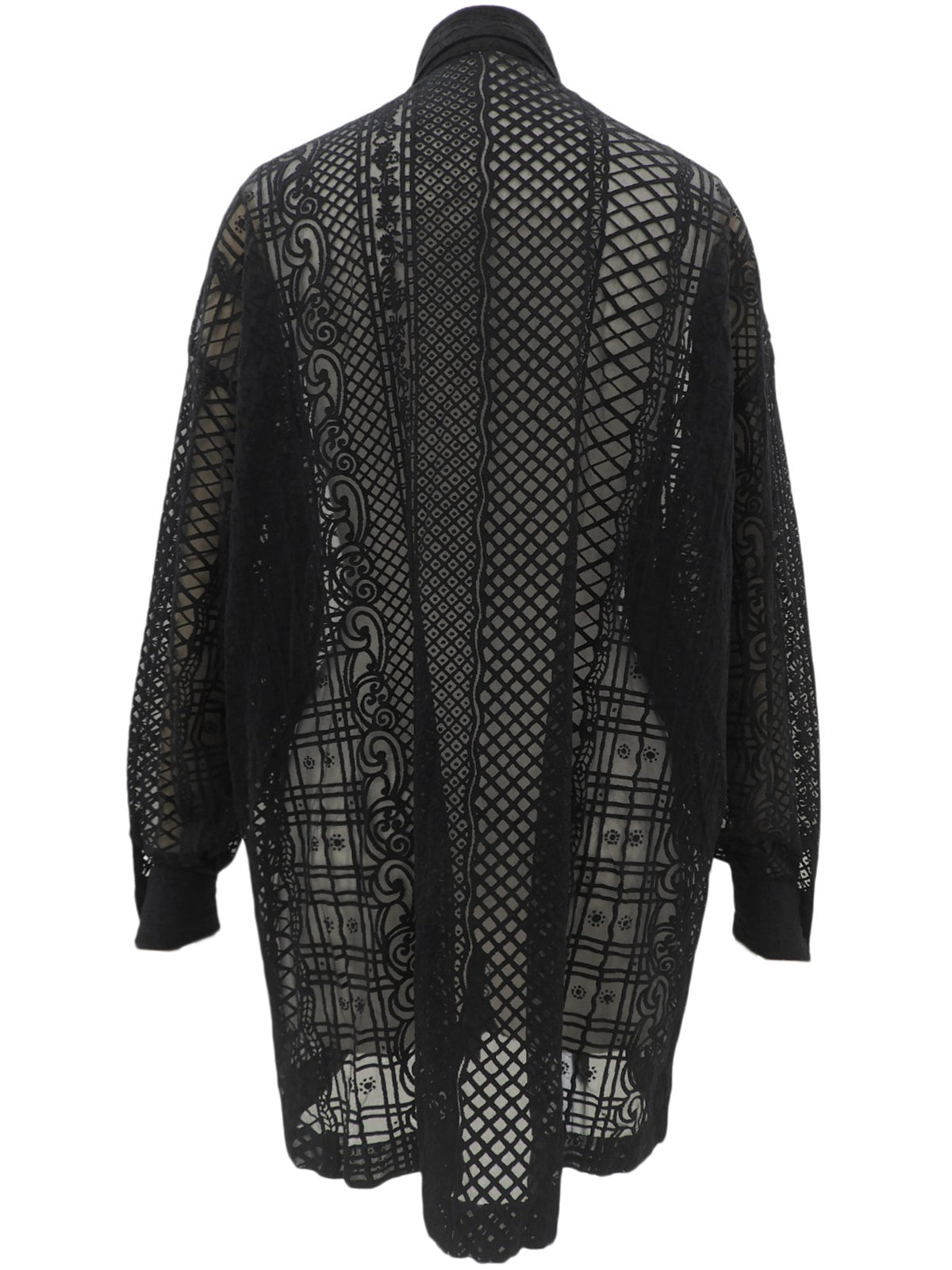 Sheer Design Medusa Button Long Sleeve Shirt #40 Black