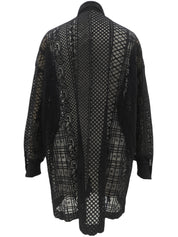 Sheer Design Medusa Button Long Sleeve Shirt #40 Black