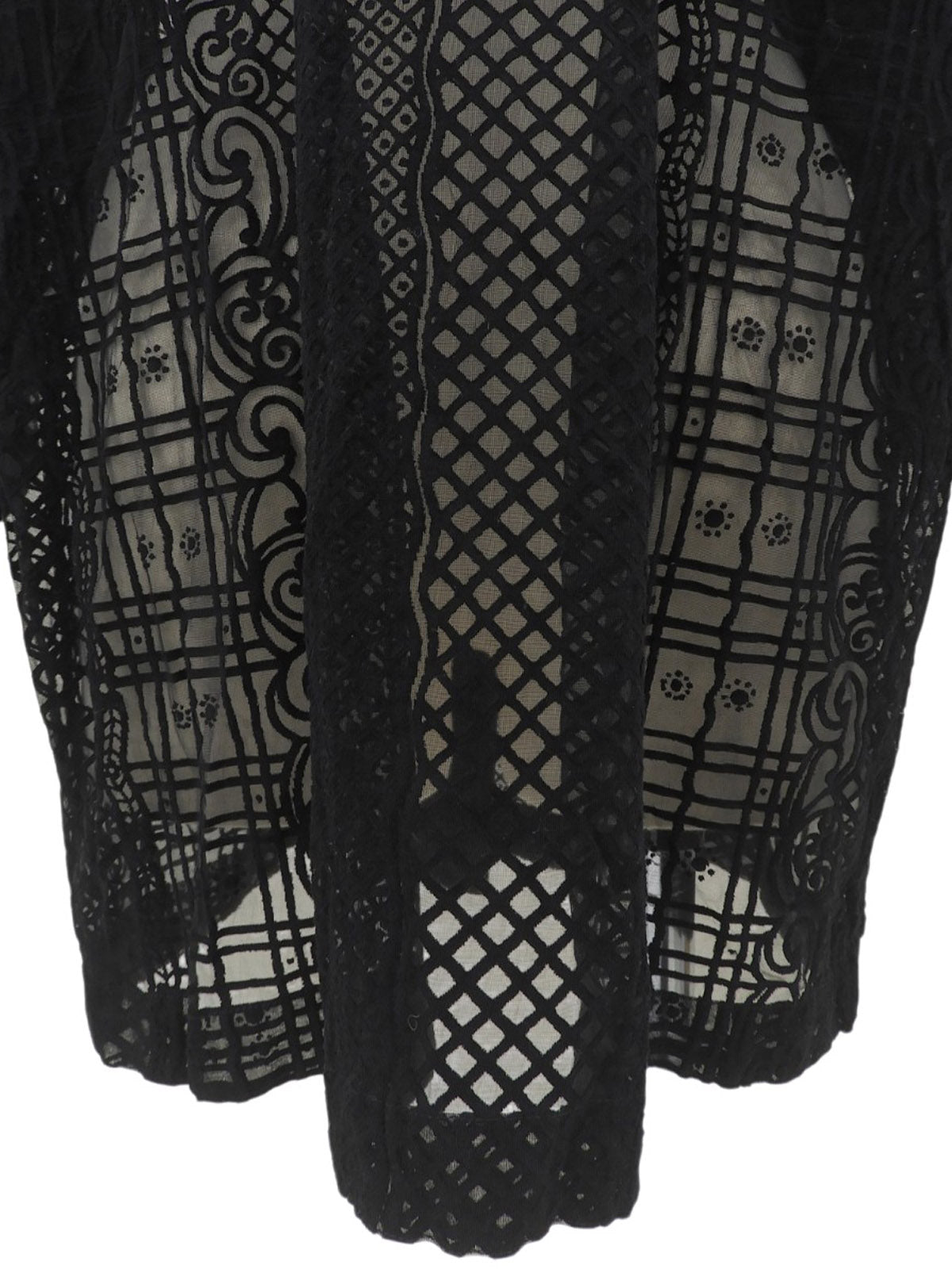Sheer Design Medusa Button Long Sleeve Shirt #40 Black