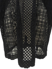 Sheer Design Medusa Button Long Sleeve Shirt #40 Black