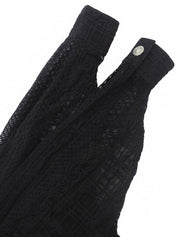 Sheer Design Medusa Button Long Sleeve Shirt #40 Black