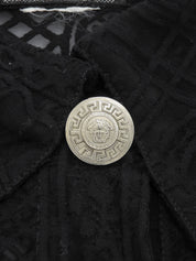 Sheer Design Medusa Button Long Sleeve Shirt #40 Black