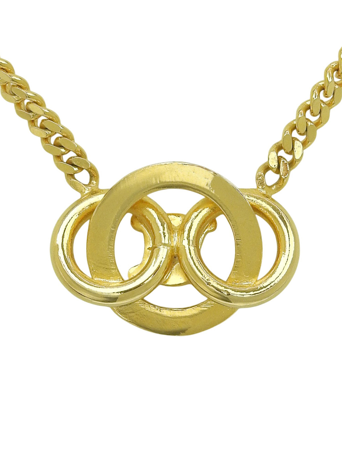 Rhinestone Circle Macadam Plate Necklace Gold