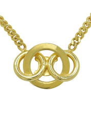 Rhinestone Circle Macadam Plate Necklace Gold