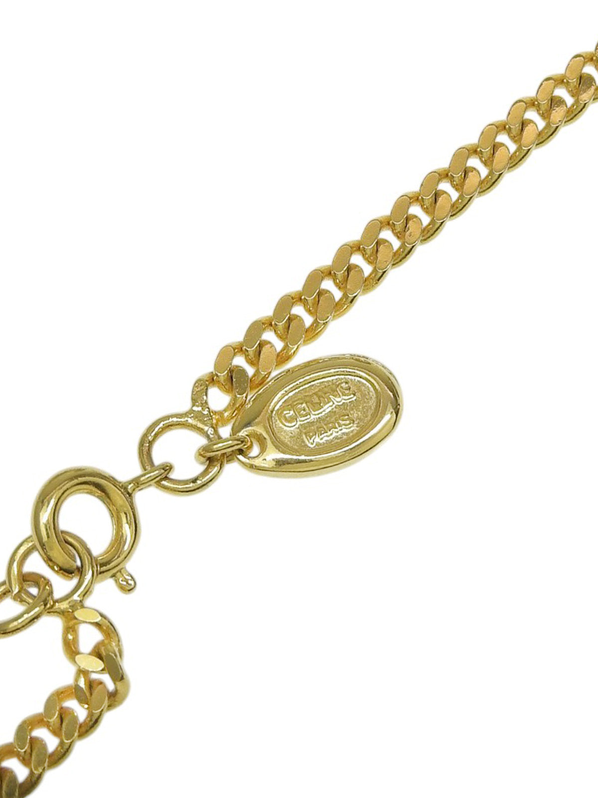 Rhinestone Circle Macadam Plate Necklace Gold