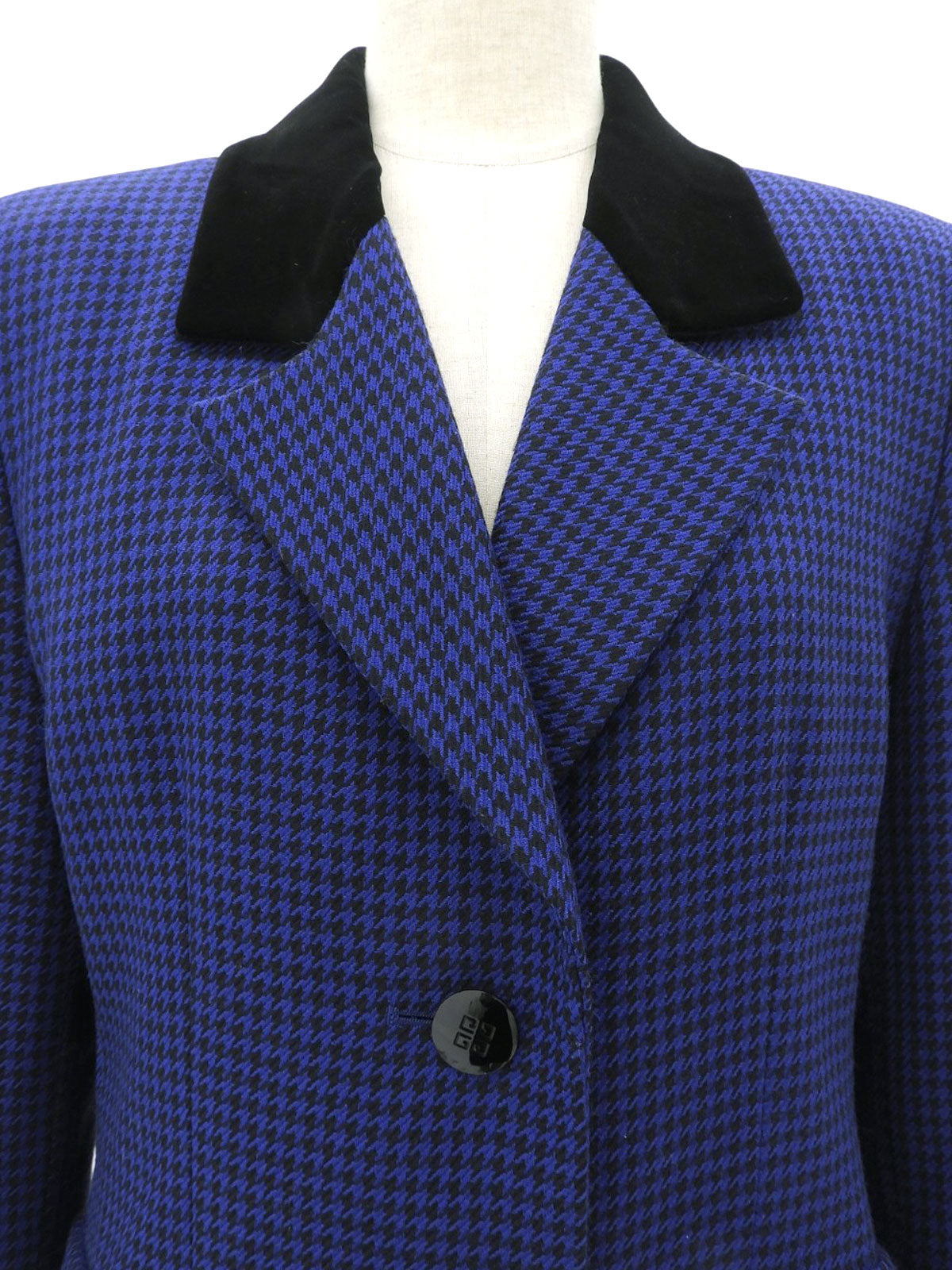 Houndstooth Pattern Logo Button Jacket #10 Blue