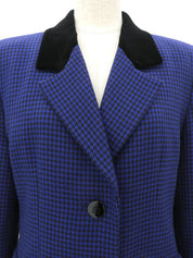 Houndstooth Pattern Logo Button Jacket #10 Blue