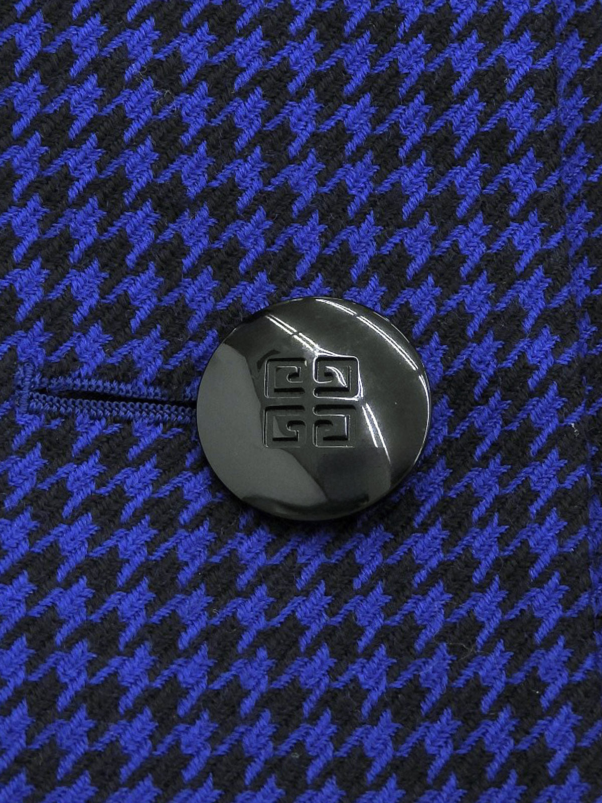 Houndstooth Pattern Logo Button Jacket #10 Blue