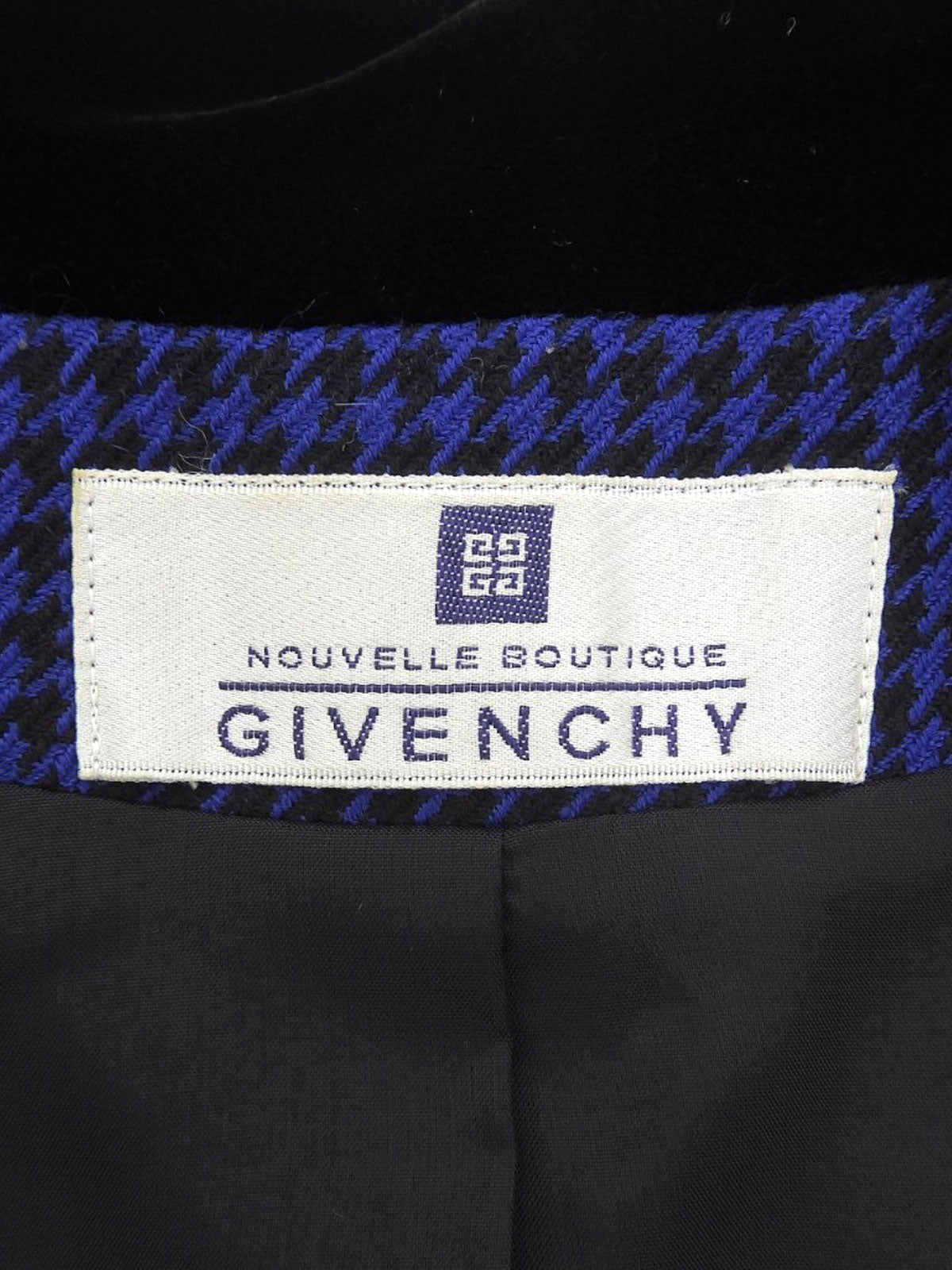 Houndstooth Pattern Logo Button Jacket #10 Blue