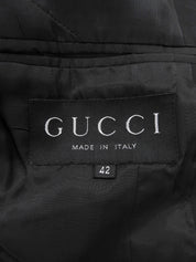 Striped Pattern Logo Button Jacket #42 Black