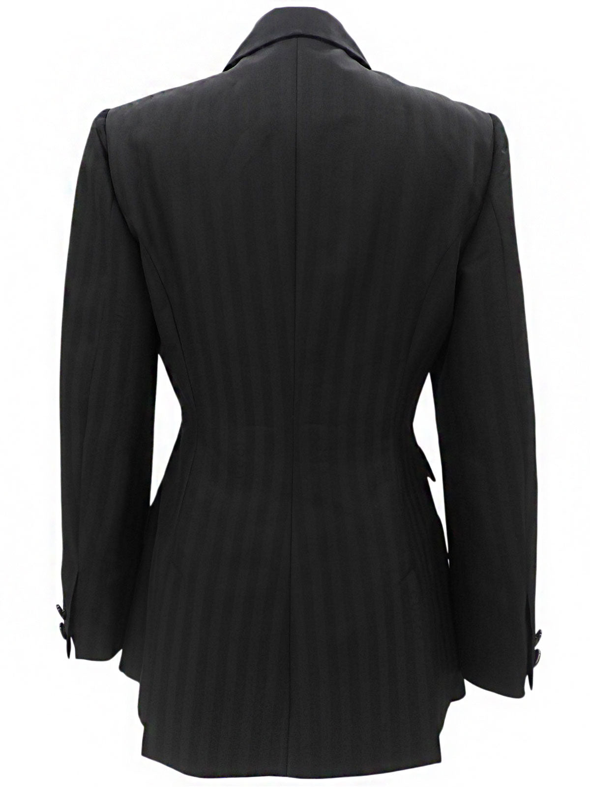 Striped Pattern Logo Button Jacket #42 Black