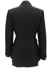 Striped Pattern Logo Button Jacket #42 Black