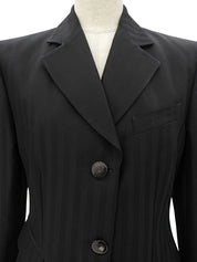 Striped Pattern Logo Button Jacket #42 Black