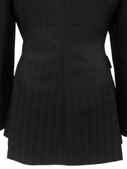 Striped Pattern Logo Button Jacket #42 Black