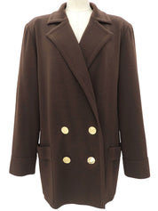Logo Button Double-Breasted Knit Jacket #L Brown