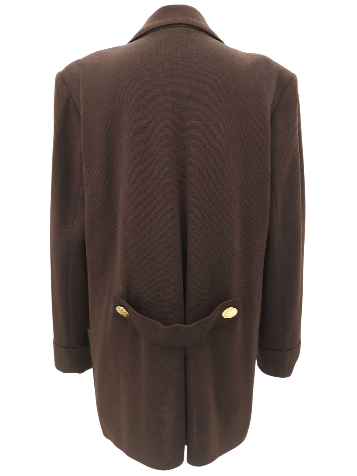 Logo Button Double-Breasted Knit Jacket #L Brown
