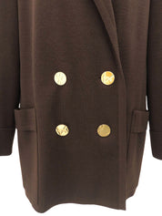 Logo Button Double-Breasted Knit Jacket #L Brown