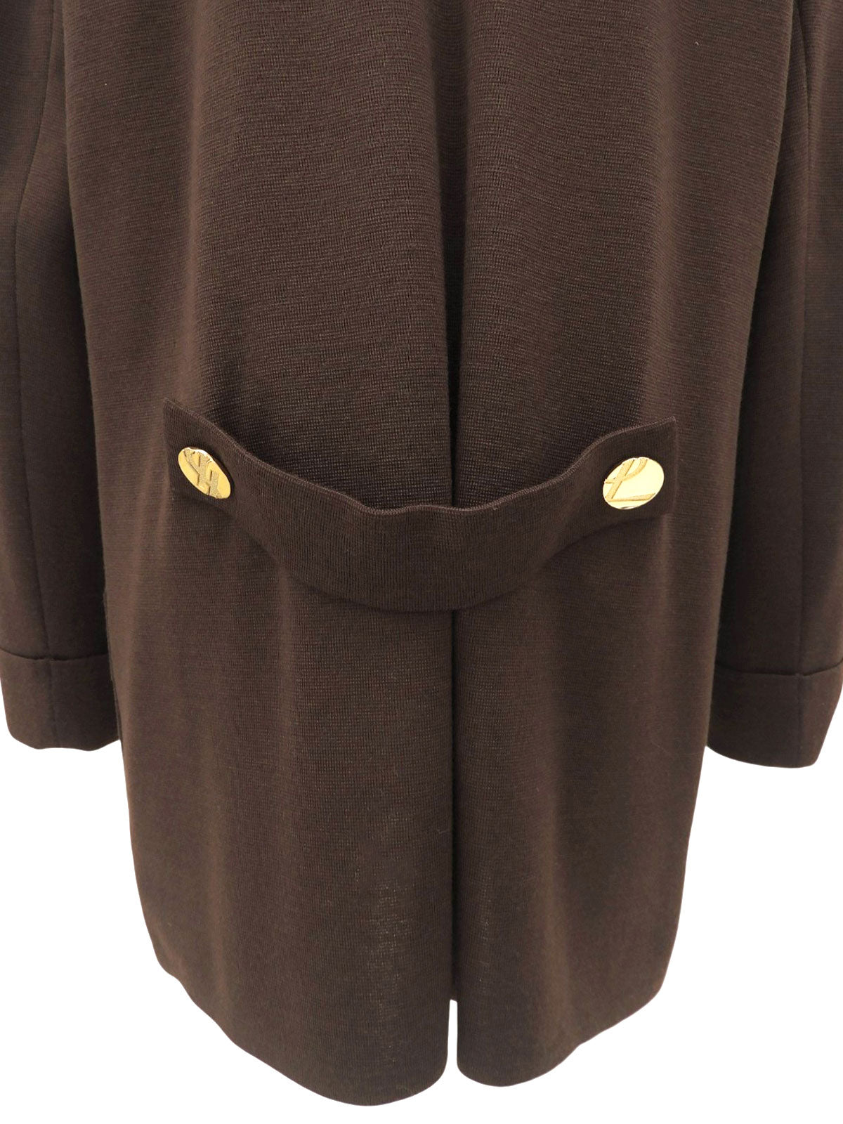 Logo Button Double-Breasted Knit Jacket #L Brown