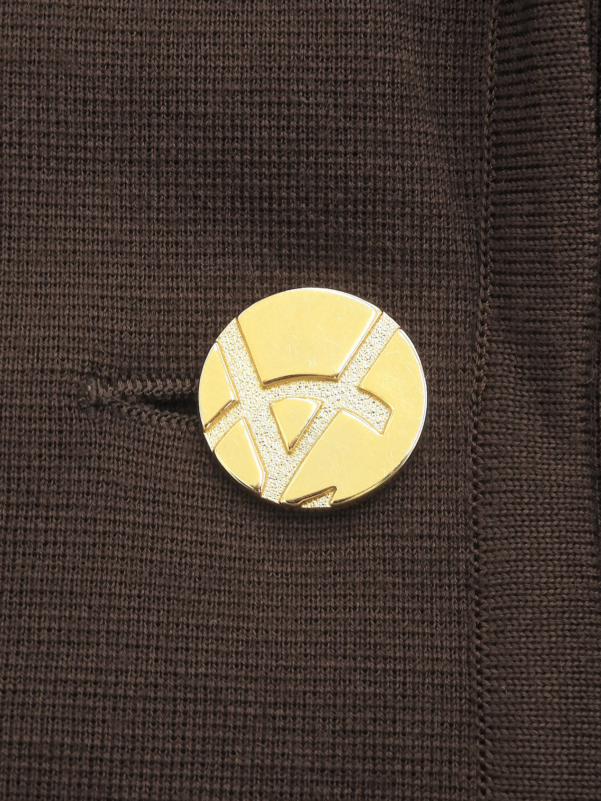 Logo Button Double-Breasted Knit Jacket #L Brown