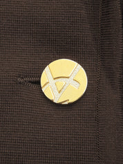 Logo Button Double-Breasted Knit Jacket #L Brown