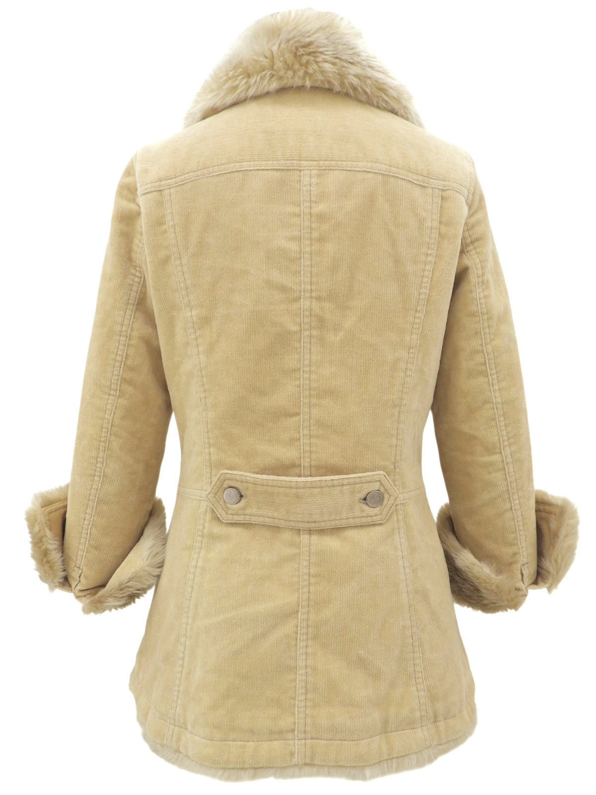 Corduroy Faux Fur Jacket #38 Beige
